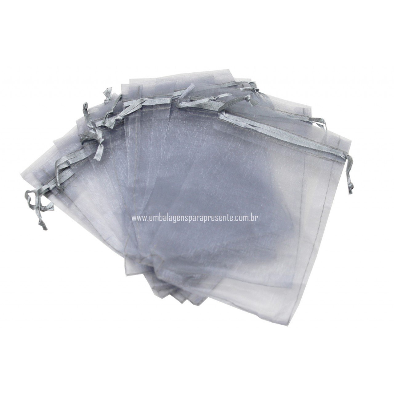 Saco Organza 08x10cm (PCT C/ 10 UN) Prata